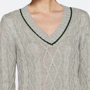 Market & Spruce Jenna Varsity Tipped V-Neck Sweater -
